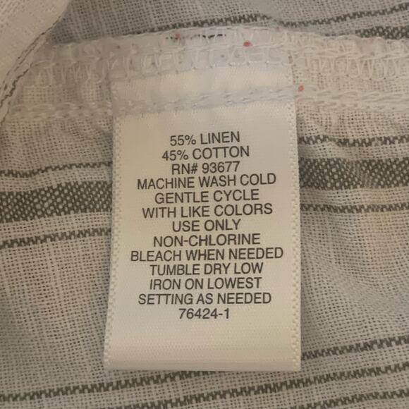 Liz Claiborne Linen Blend White with Gray Linen Striped Capri Pants Size Large - Picture 5 of 9